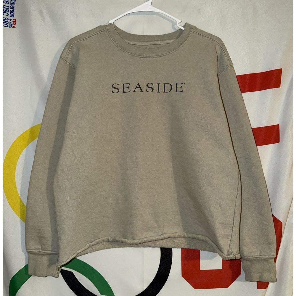 Seaside Style Sweatshirt Medium Green Crewneck Beach Cropped 30A